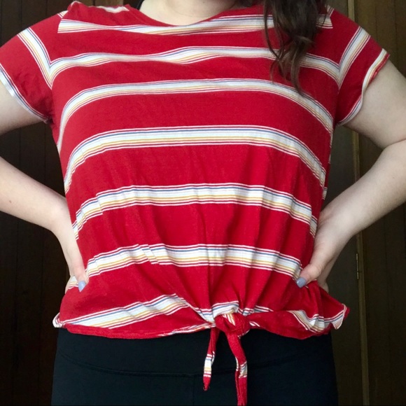 American Eagle Outfitters Tops - American Eagle Striped Front Knot Tee